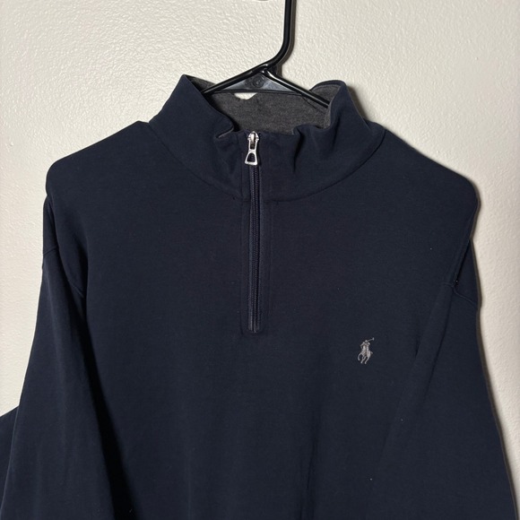 Polo Ralph Lauren Other - Polo Ralph Lauren Mens XL Navy Blue Quarter Zip Pullover Sweatshirt Grey Pony